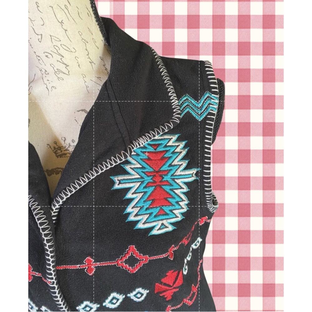 Outback Trading Co. Santa Fe Western Embroidered w/Black Back Vest Women’s MD - Picture 6 of 7
